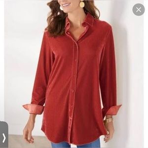 Soft Surroundings Brick Red Velvet Tunic L